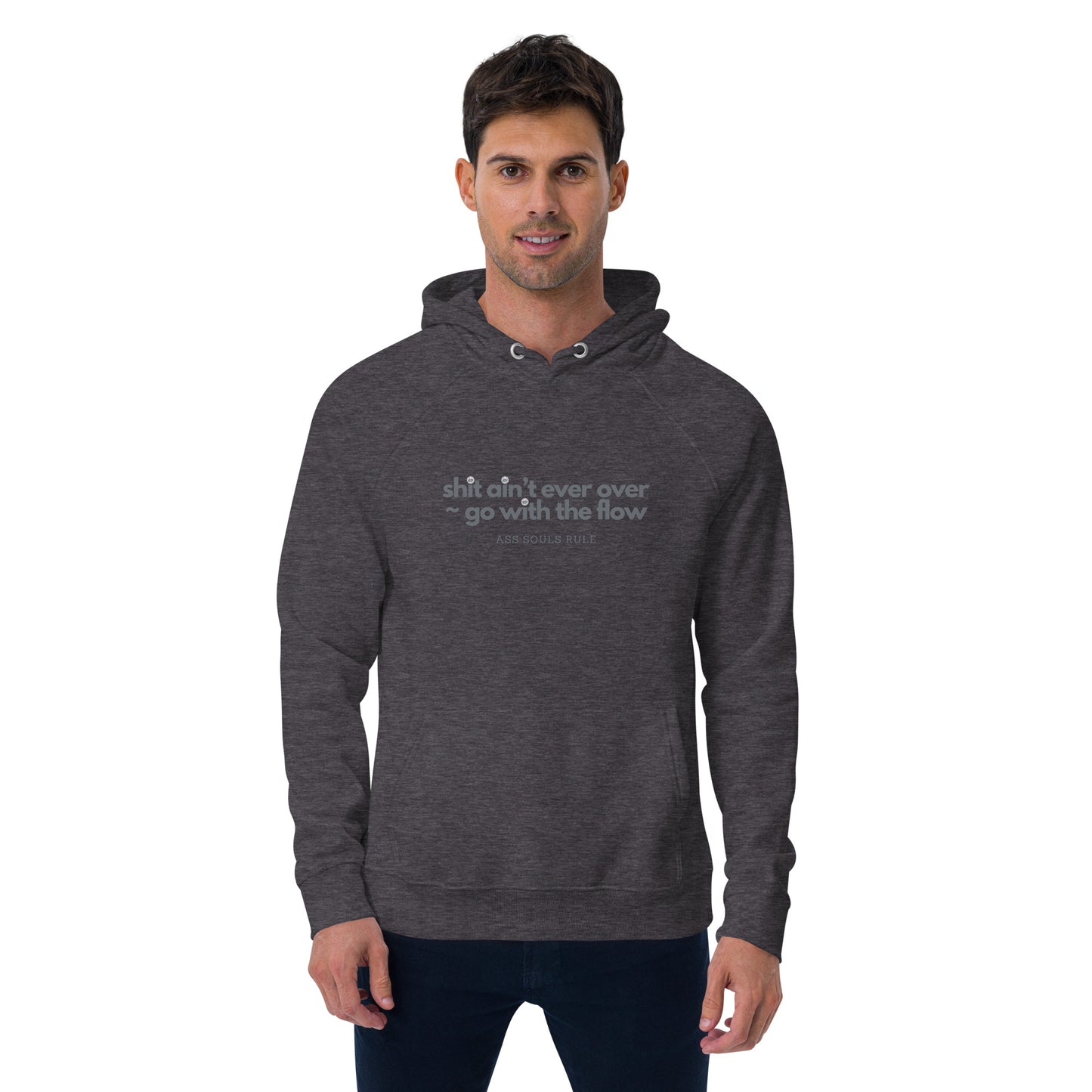 Go With the Flow unisex eco raglan hoodie